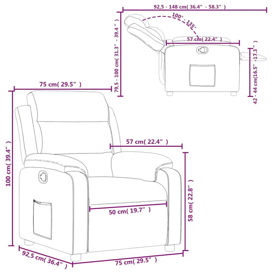 Fauteuil inclinable gris clair velours - 11