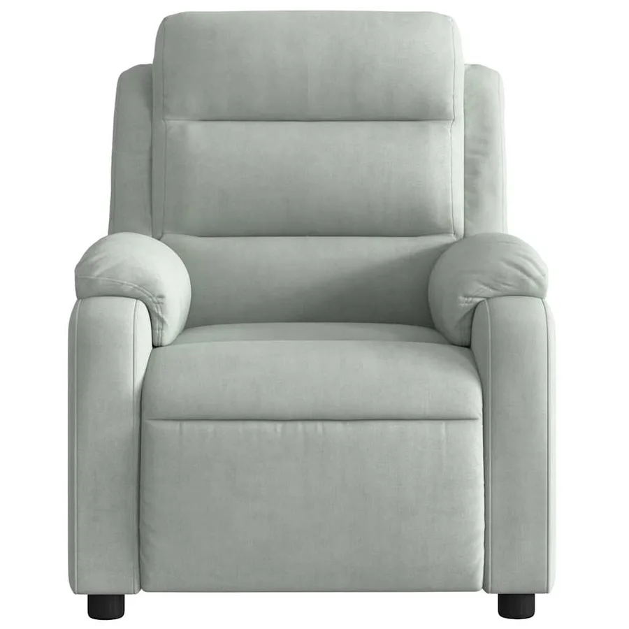 Fauteuil inclinable gris clair velours - 6