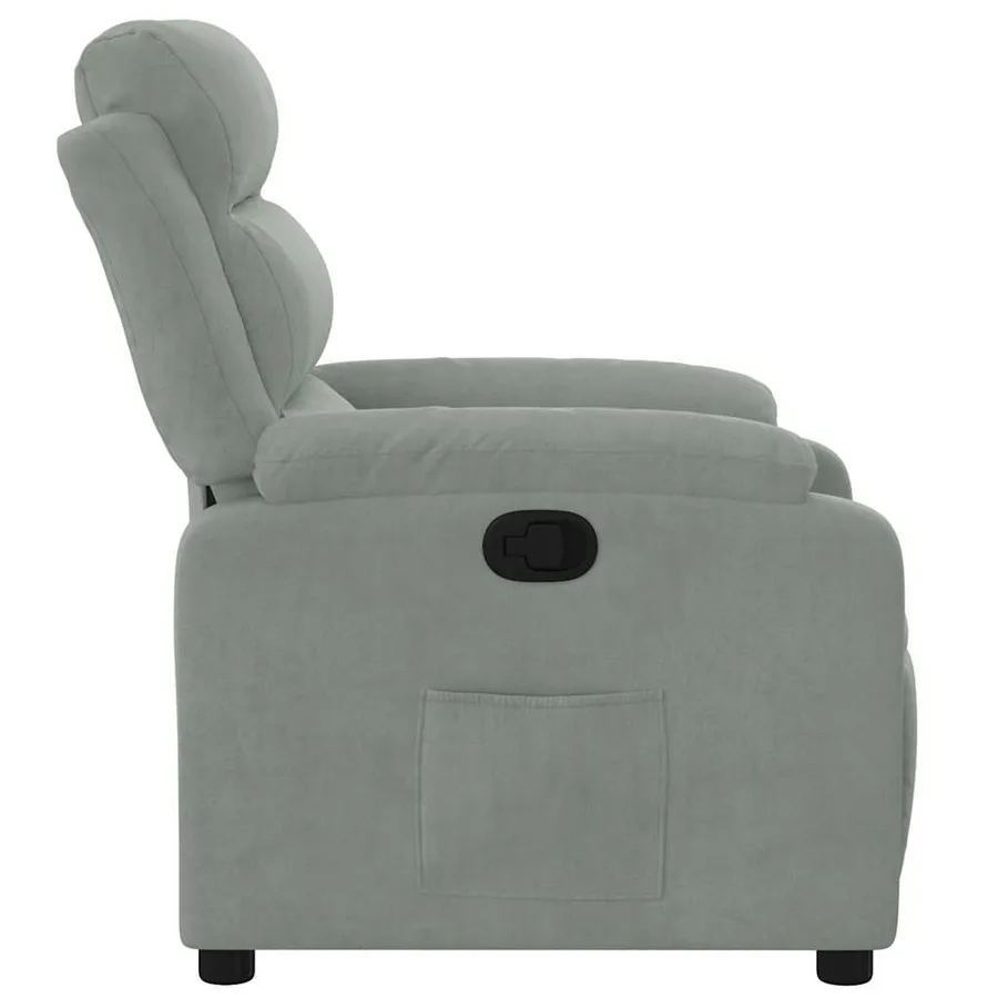 Fauteuil inclinable gris clair velours - 7