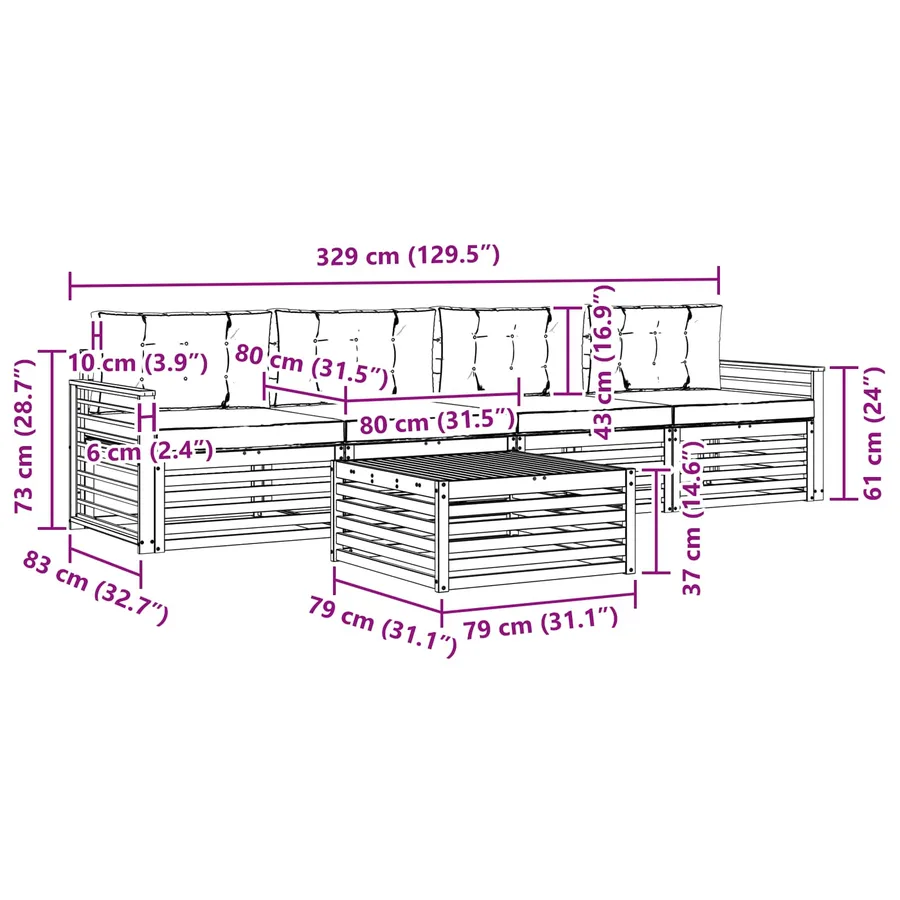 Ensemble de canapés d'extérieur 5 pc Blanc et gris clair - 6