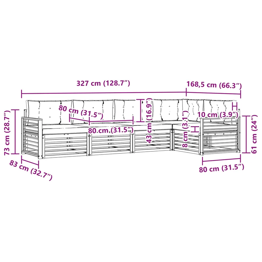 Ensemble de canapés d'extérieur 6 pc Blanc et gris clair - 8