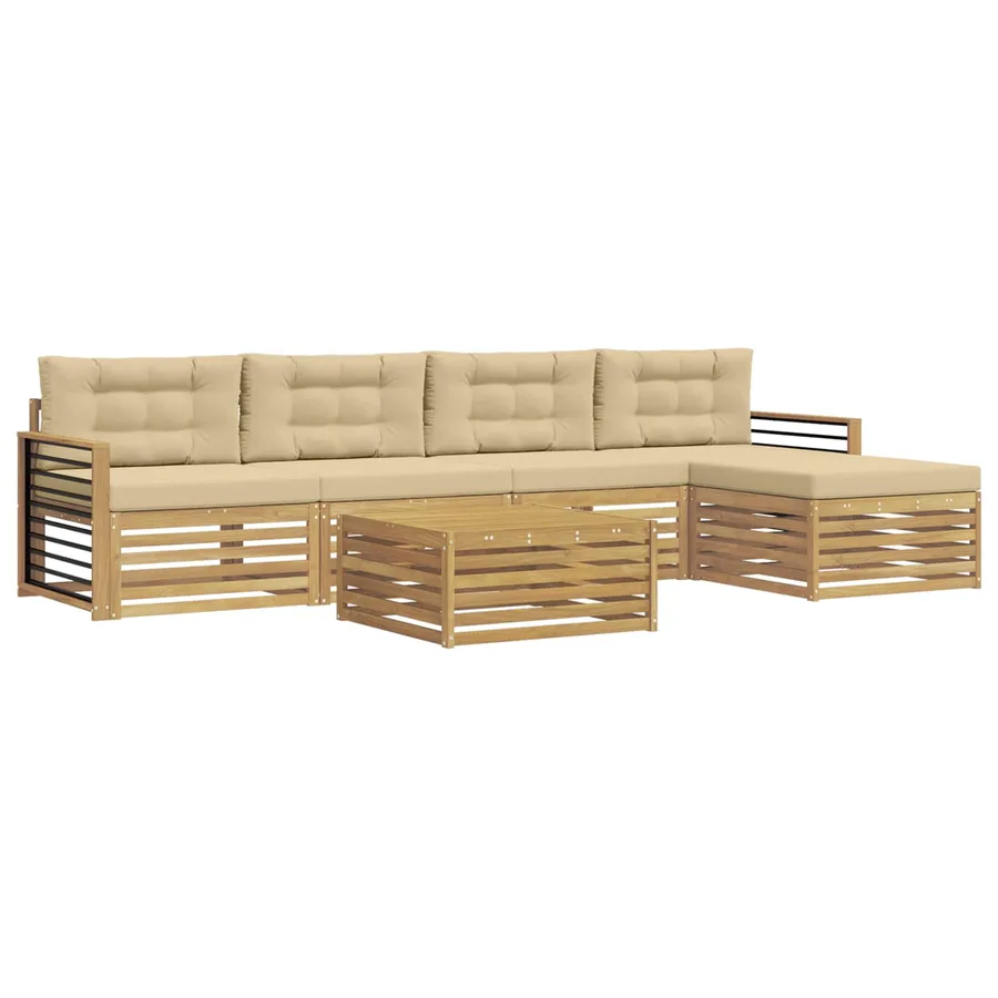 Ensemble de canapés d'extérieur 7 pc Blanc et Beige Polyester - 2
