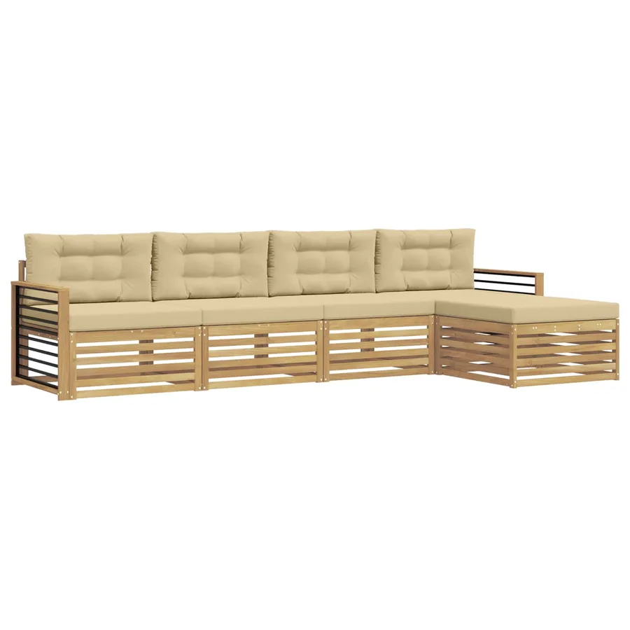 Ensemble de canapés d'extérieur 5 pc Blanc et Beige Polyester - 2