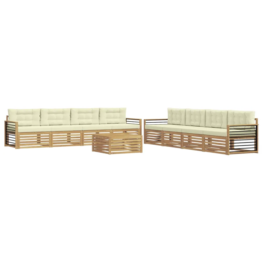 Ensemble de canapés d'extérieur 9 pc Blanc et crème Polyester - 2