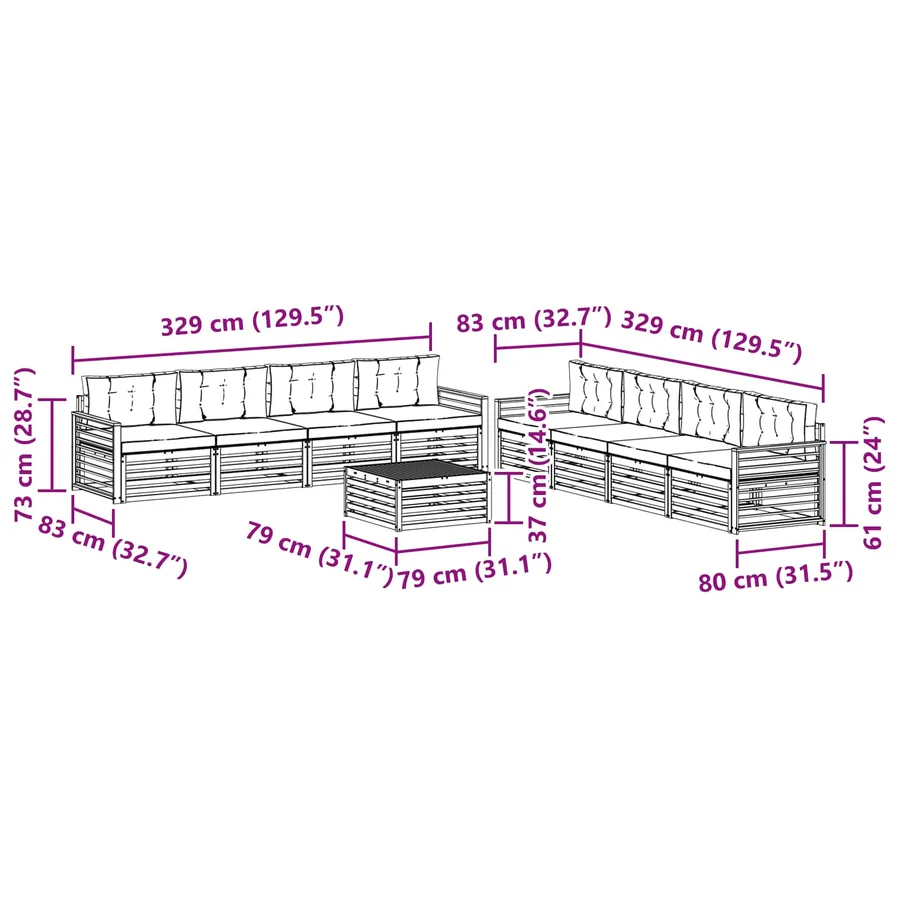 Ensemble de canapés d'extérieur 9 pc Blanc et crème Polyester - 7