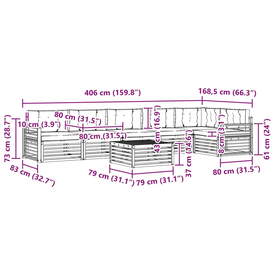 Ensemble de canapés d'extérieur 7 pc Blanc et anthracite - 8
