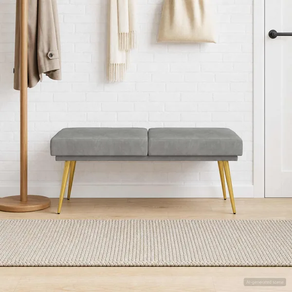 Banc à double couche Gris clair 120 x 45 x 46 cm Velours