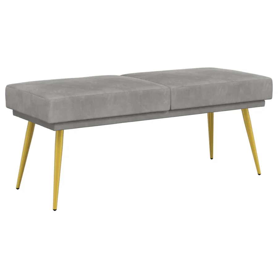 Banc à double couche Gris clair 120 x 45 x 46 cm Velours - 2