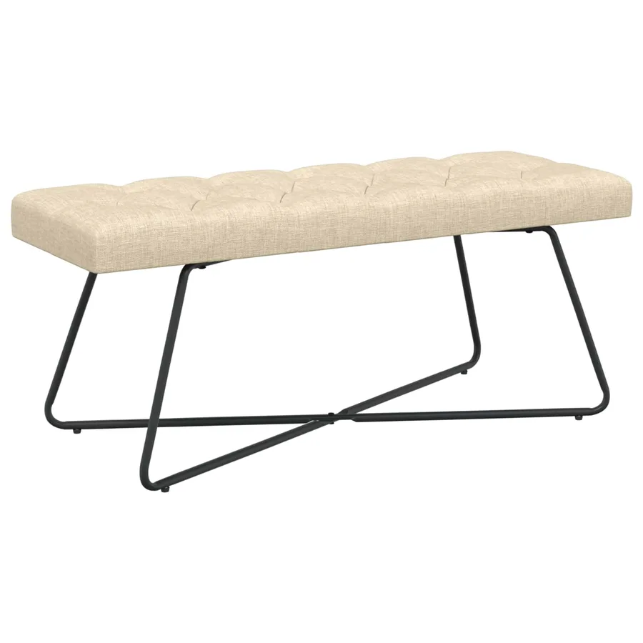 Banc avec capitonnage bouton Crème 110 x 40 x 46 cm Tissu - 2