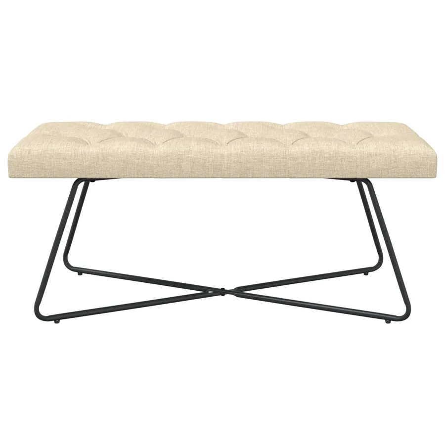 Banc avec capitonnage bouton Crème 110 x 40 x 46 cm Tissu - 5