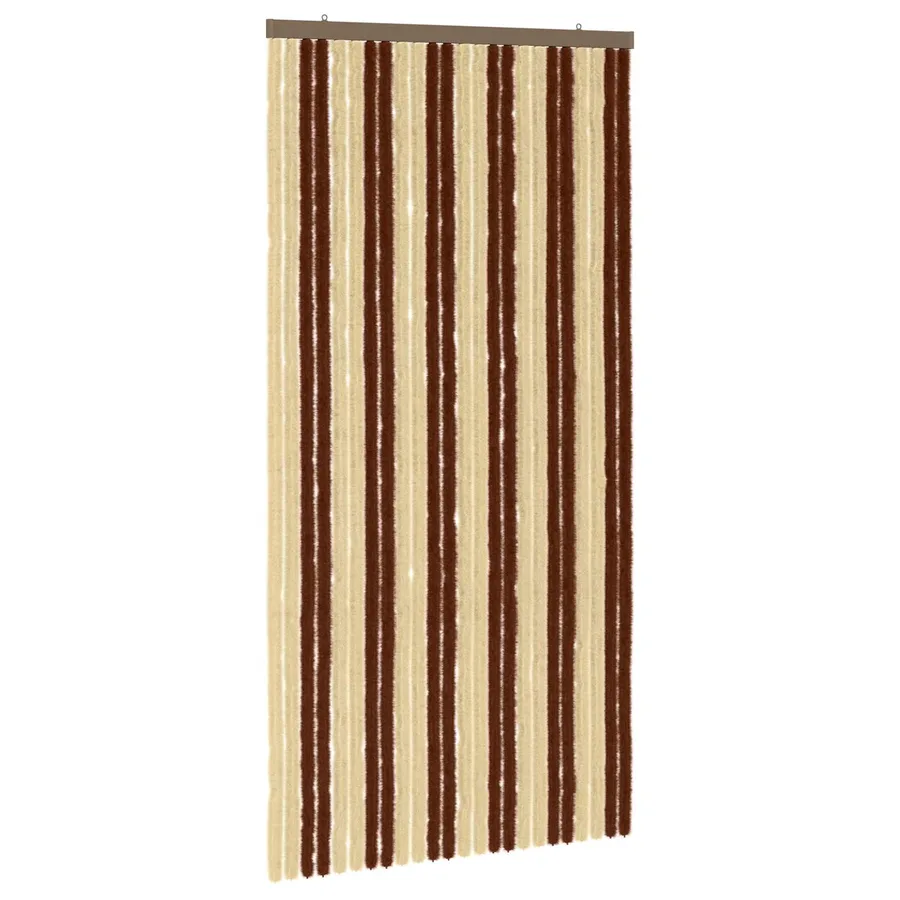 Rideau anti-insectes en chenille Marron et beige 100 x 200 cm - 2