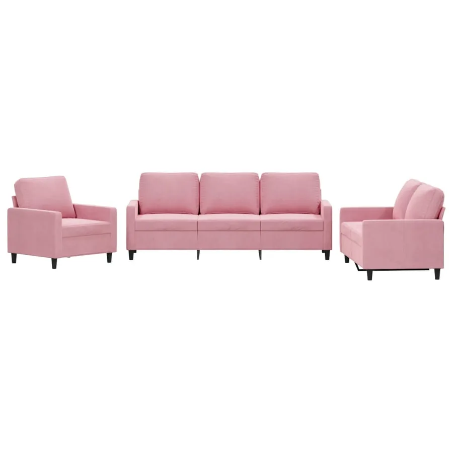 Ensemble de canapés 3 pcs avec coussins Rose Velours - 2