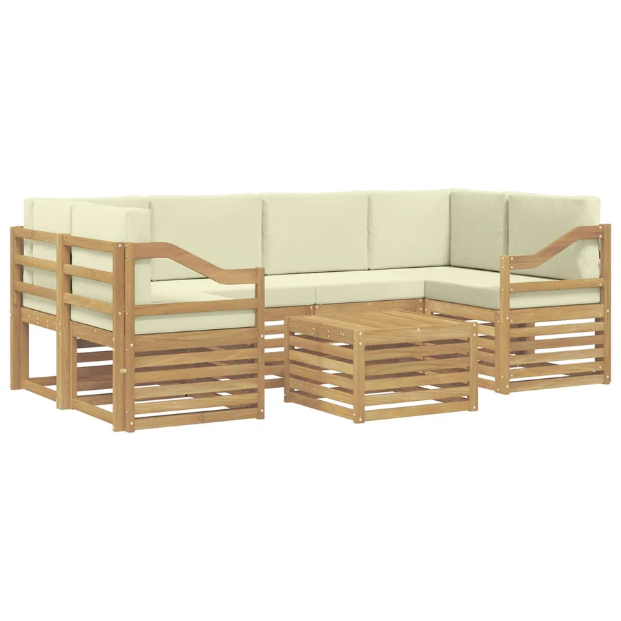 Ensemble de canapés d'extérieur 7 pcs Blanc et crème Polyester - 2