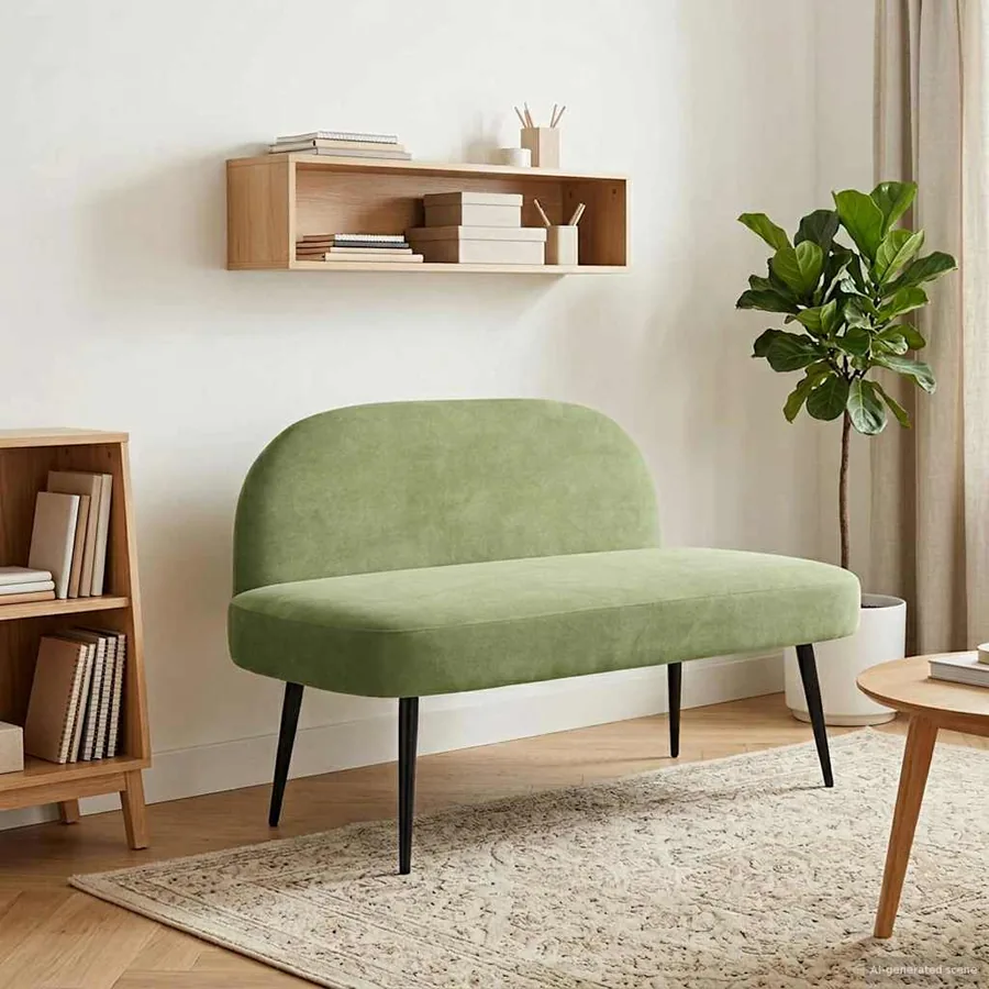 Banc rembourré avec dossier Vert clair 110 x 60 x 76 cm Velours