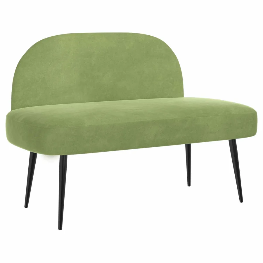 Banc rembourré avec dossier Vert clair 110 x 60 x 76 cm Velours - 2