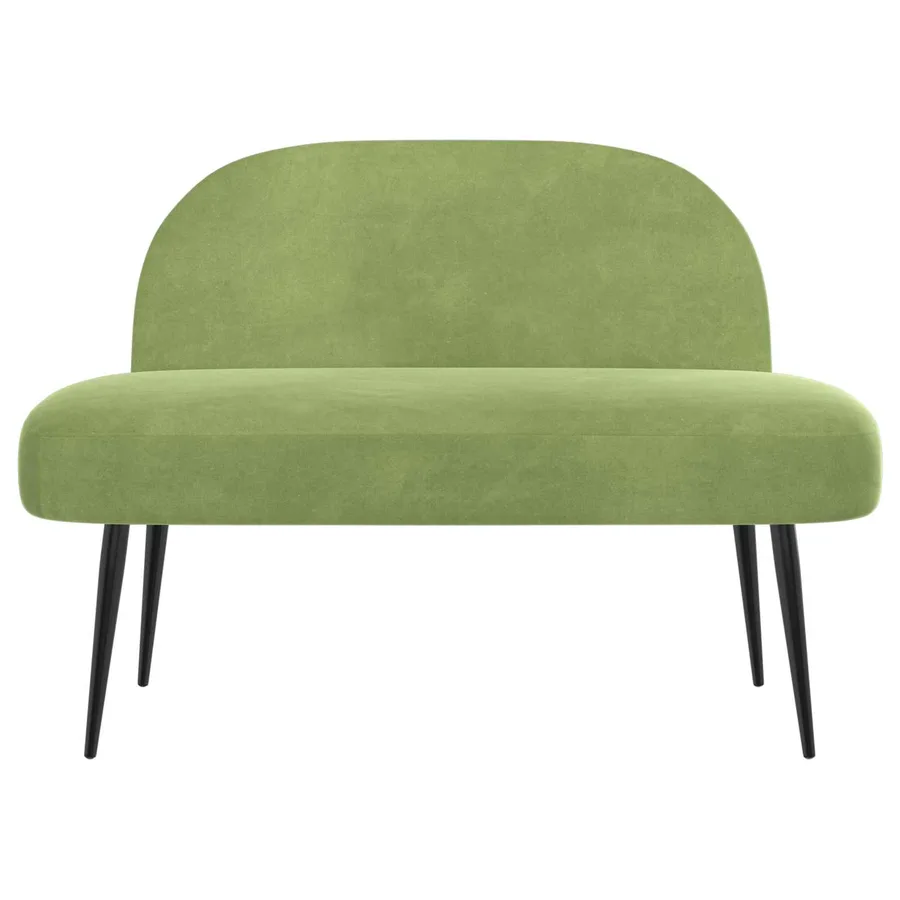 Banc rembourré avec dossier Vert clair 110 x 60 x 76 cm Velours - 3