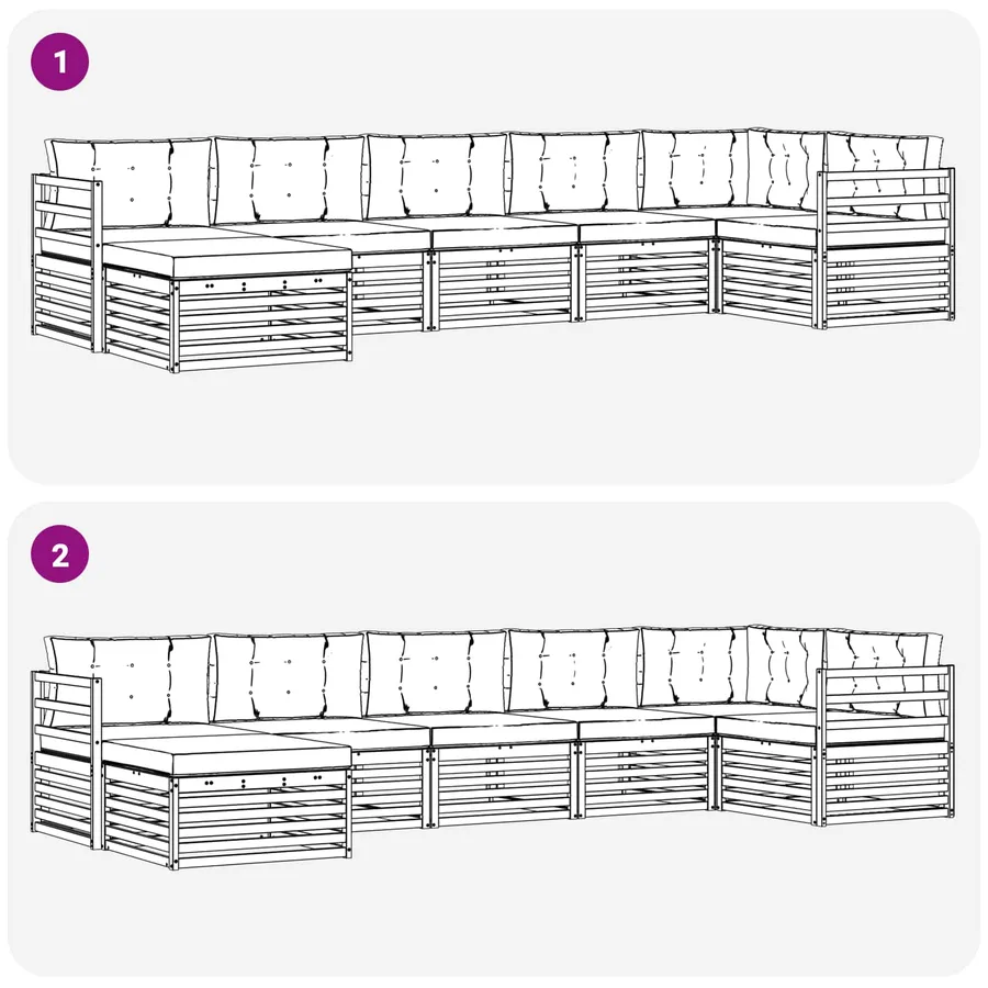 Ensemble de canapés d'extérieur 7 pc Blanc et Beige - 7