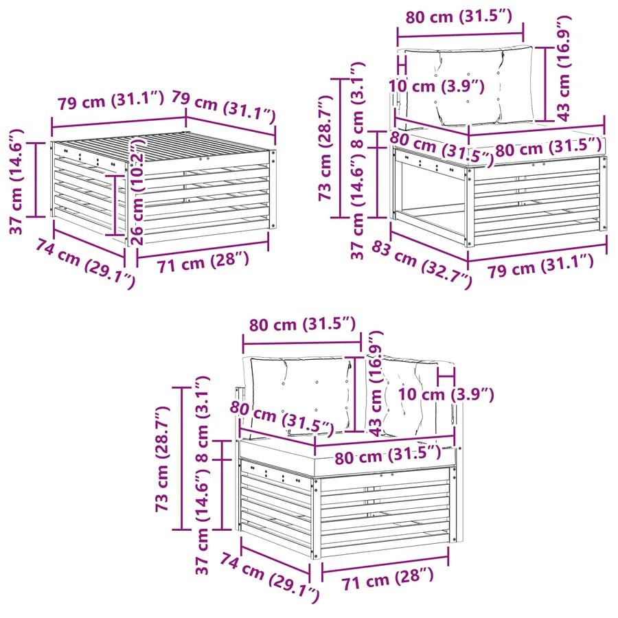 Ensemble de canapés d'extérieur 7 pc Blanc et Beige - 9