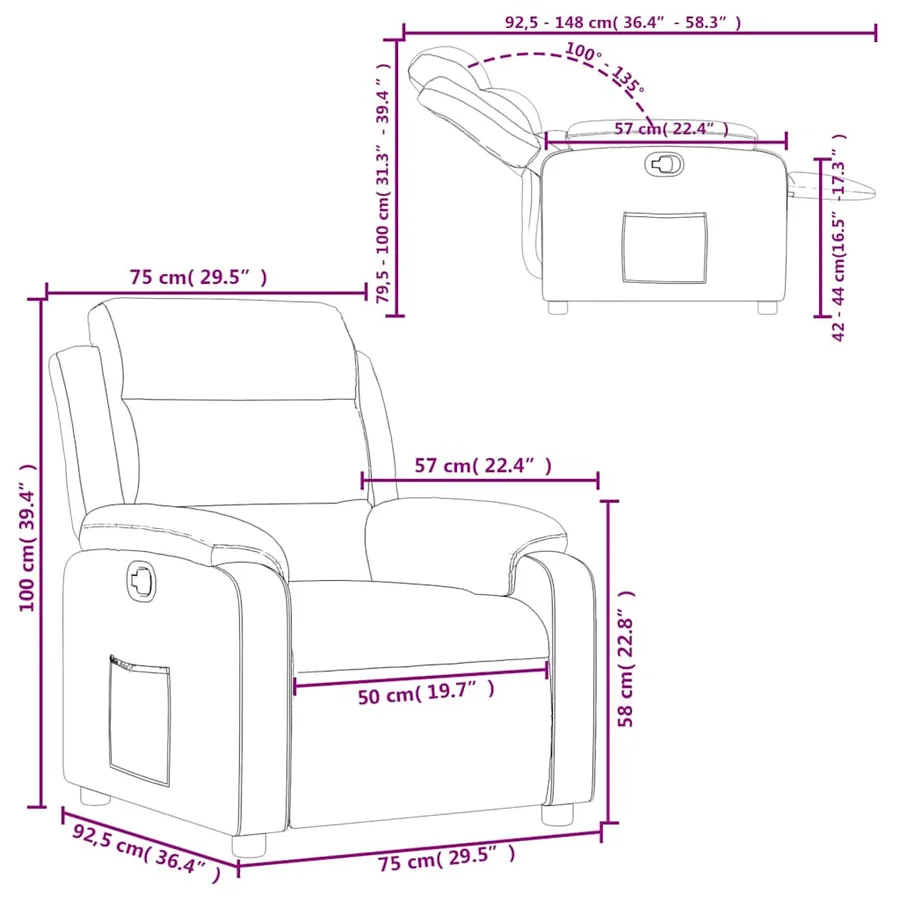 Fauteuil inclinable Taupe Tissu - 11
