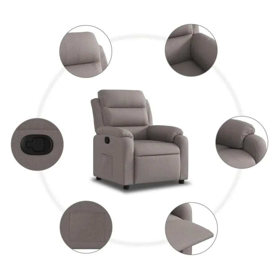 Fauteuil inclinable Taupe Tissu - 5