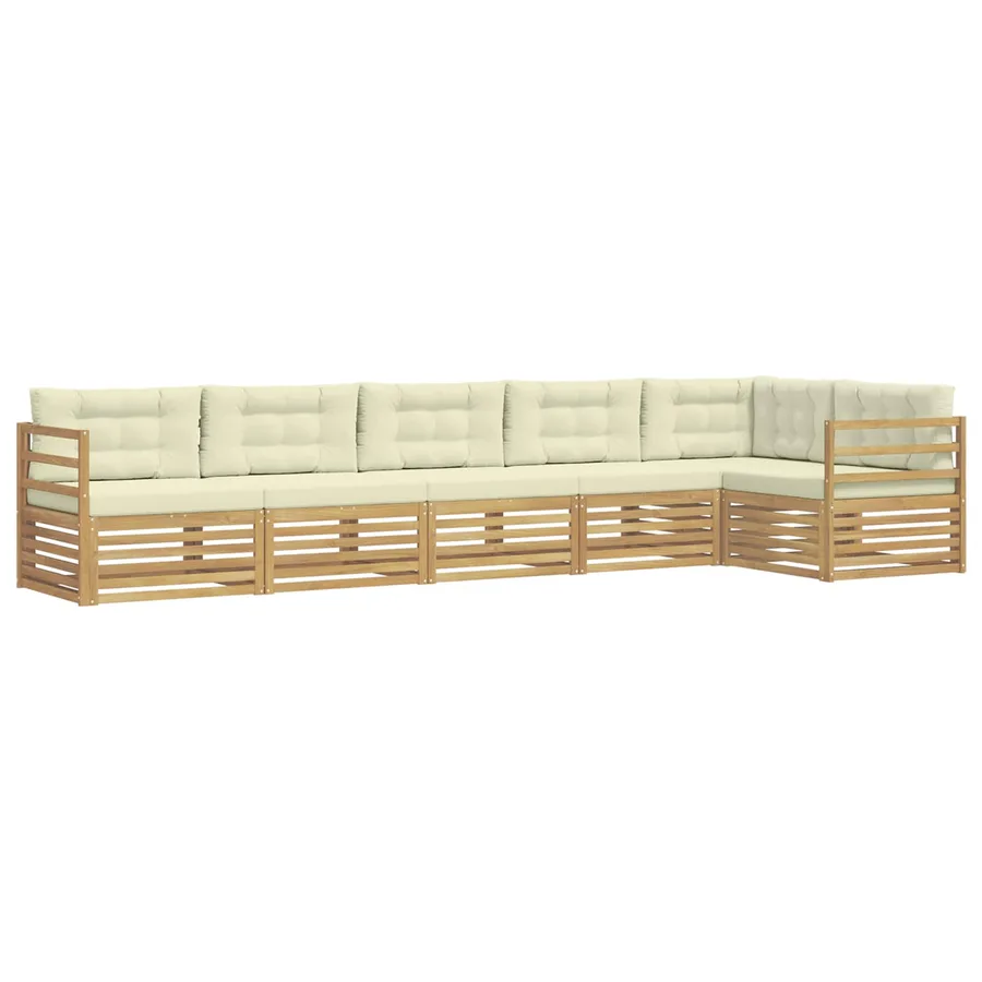 Ensemble de canapés d'extérieur 6 pc Blanc et crème Polyester - 2