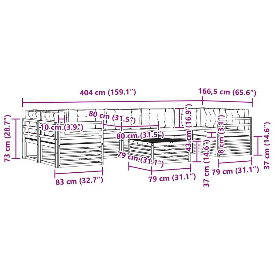 Ensemble de canapés d'extérieur 8 pc Blanc et anthracite - 7