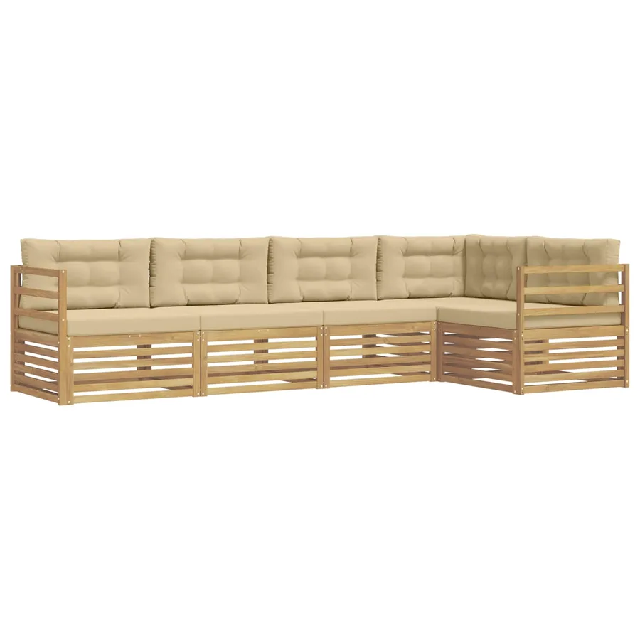 Ensemble de canapés d'extérieur 5 pc Blanc et Beige Polyester - 2