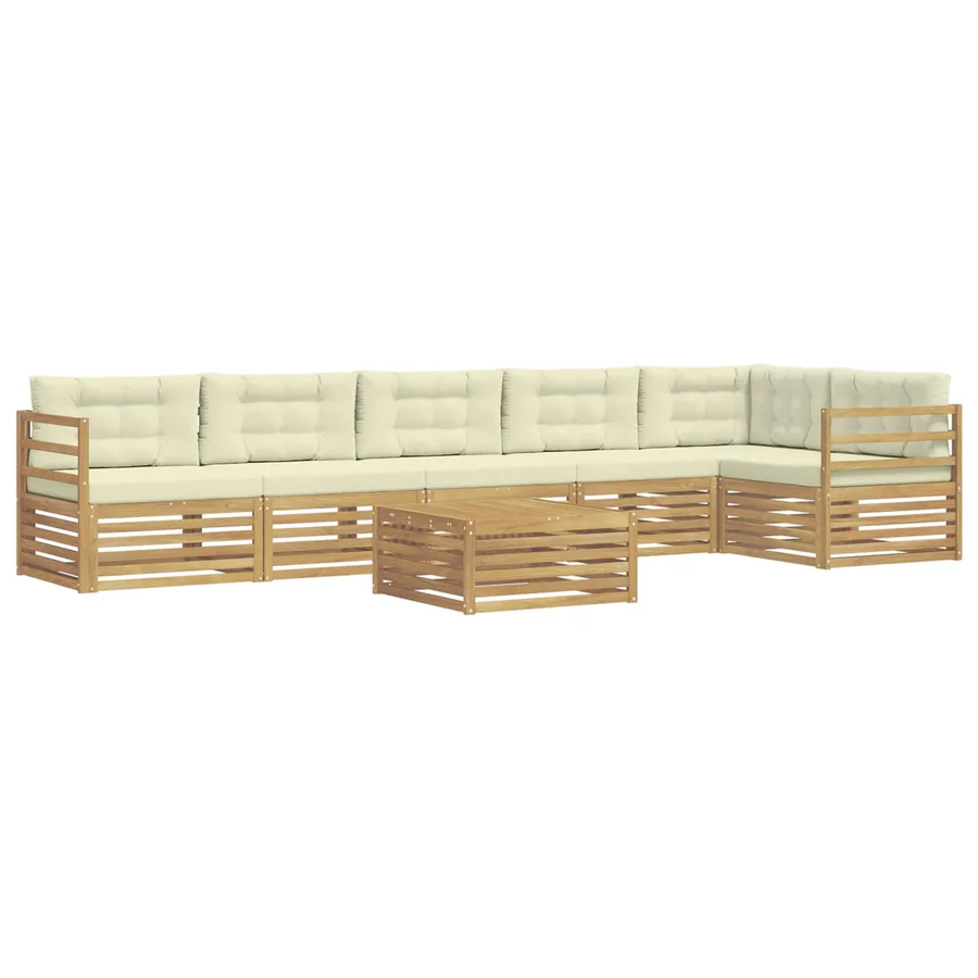 Ensemble de canapés d'extérieur 7 pc Blanc et crème Polyester - 2