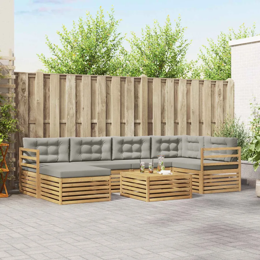 Ensemble de canapés d'extérieur 7 pc Blanc et gris clair
