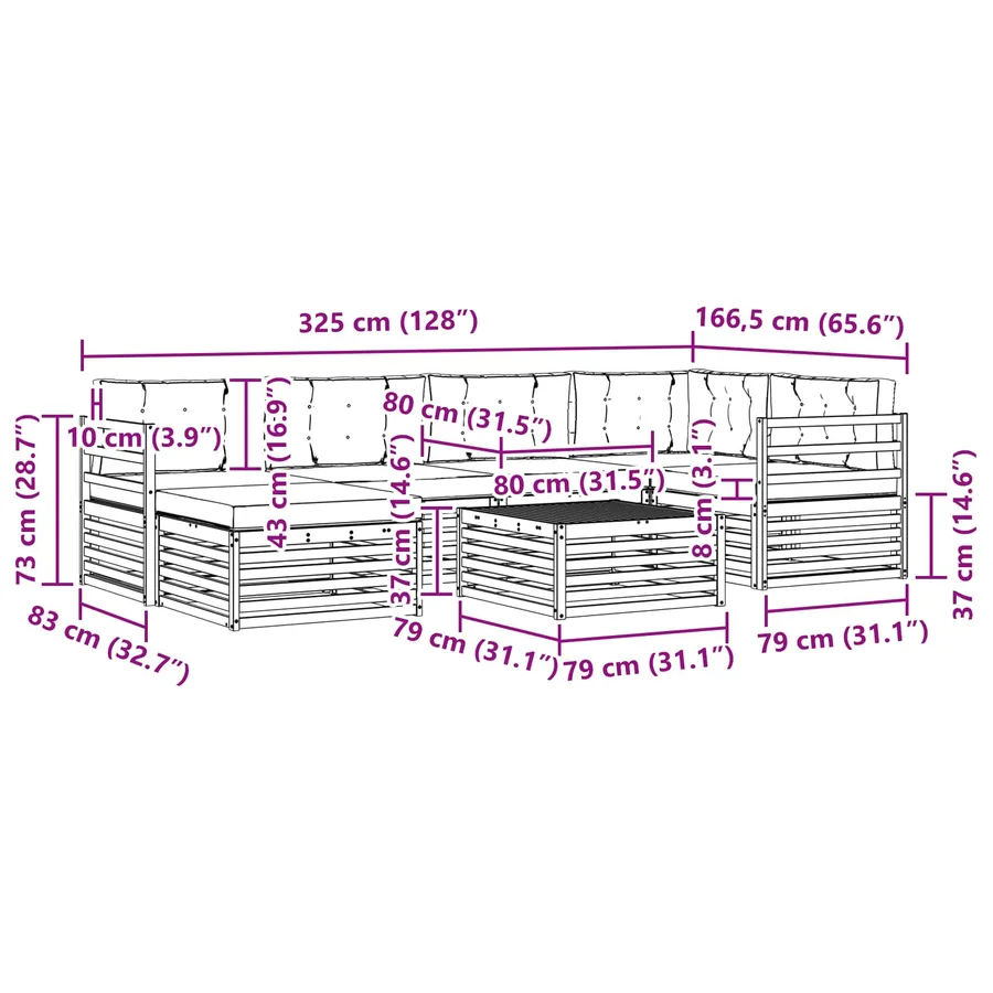 Ensemble de canapés d'extérieur 7 pc Blanc et gris clair - 8