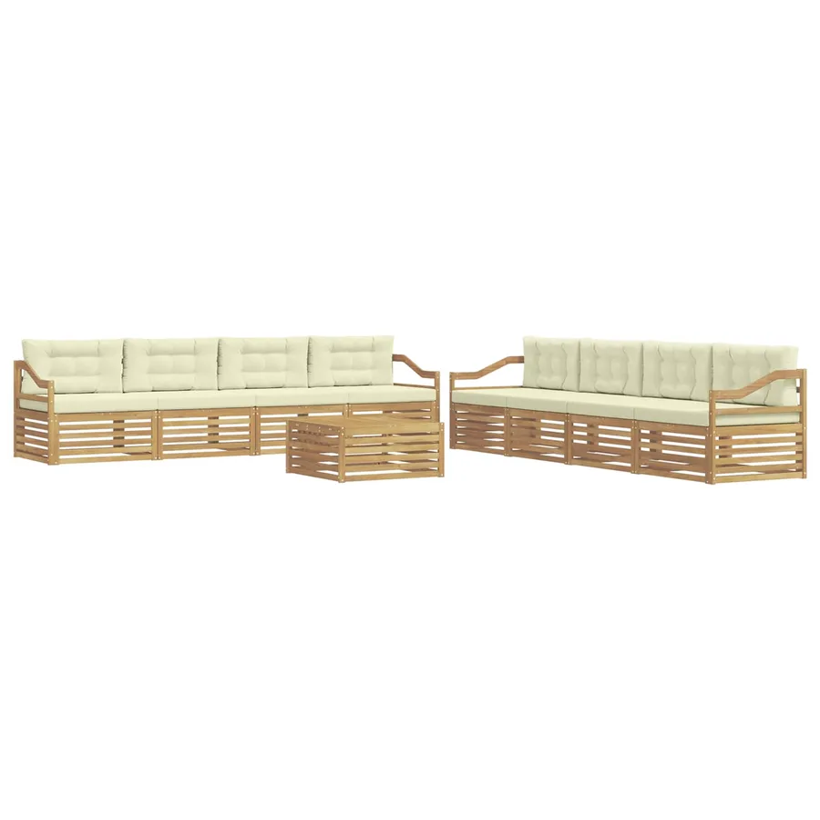 Ensemble de canapés d'extérieur 9 pc Blanc et crème Polyester - 2