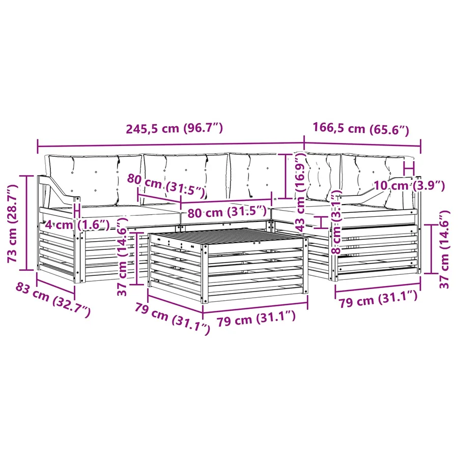 Ensemble de canapés d'extérieur 5 pc - 7