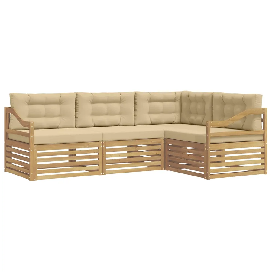 Ensemble de canapés d'extérieur 4 pc Blanc et Beige Polyester - 2