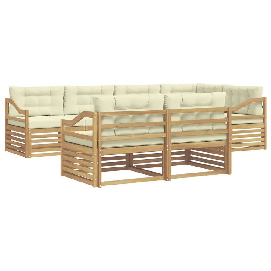 Ensemble de canapés d'extérieur 7 pc Blanc et crème Polyester - 2