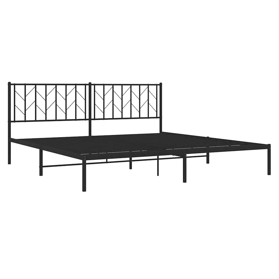 Cadre de lit métal sans matelas avec tête de lit noir 193x203cm - 4