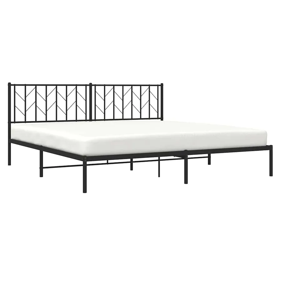 Cadre de lit métal sans matelas avec tête de lit noir 193x203cm - 5