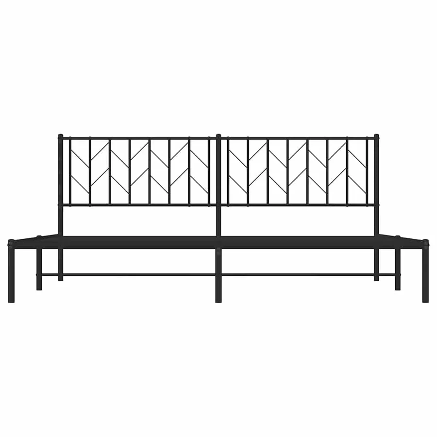 Cadre de lit métal sans matelas avec tête de lit noir 193x203cm - 6