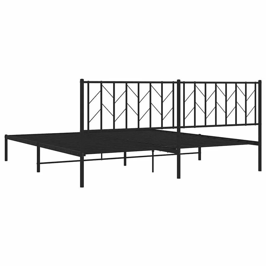 Cadre de lit métal sans matelas avec tête de lit noir 193x203cm - 8
