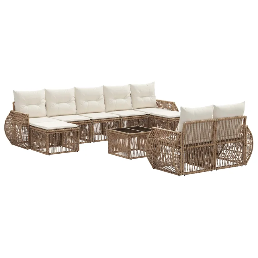 Ensemble de canapé de jardin 10 pcs Beige et blanc crème - 2