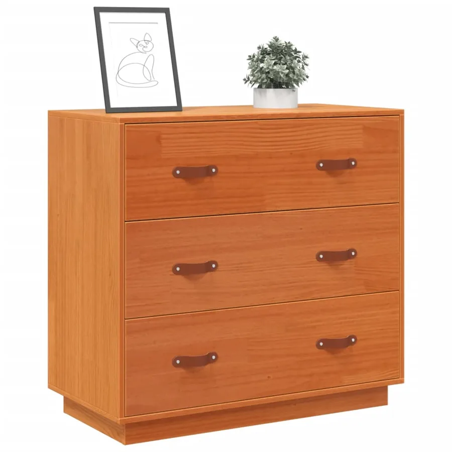 Buffet cire marron 80x40x75 cm bois massif de pin - 4