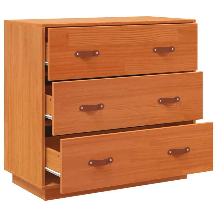 Buffet cire marron 80x40x75 cm bois massif de pin - 6