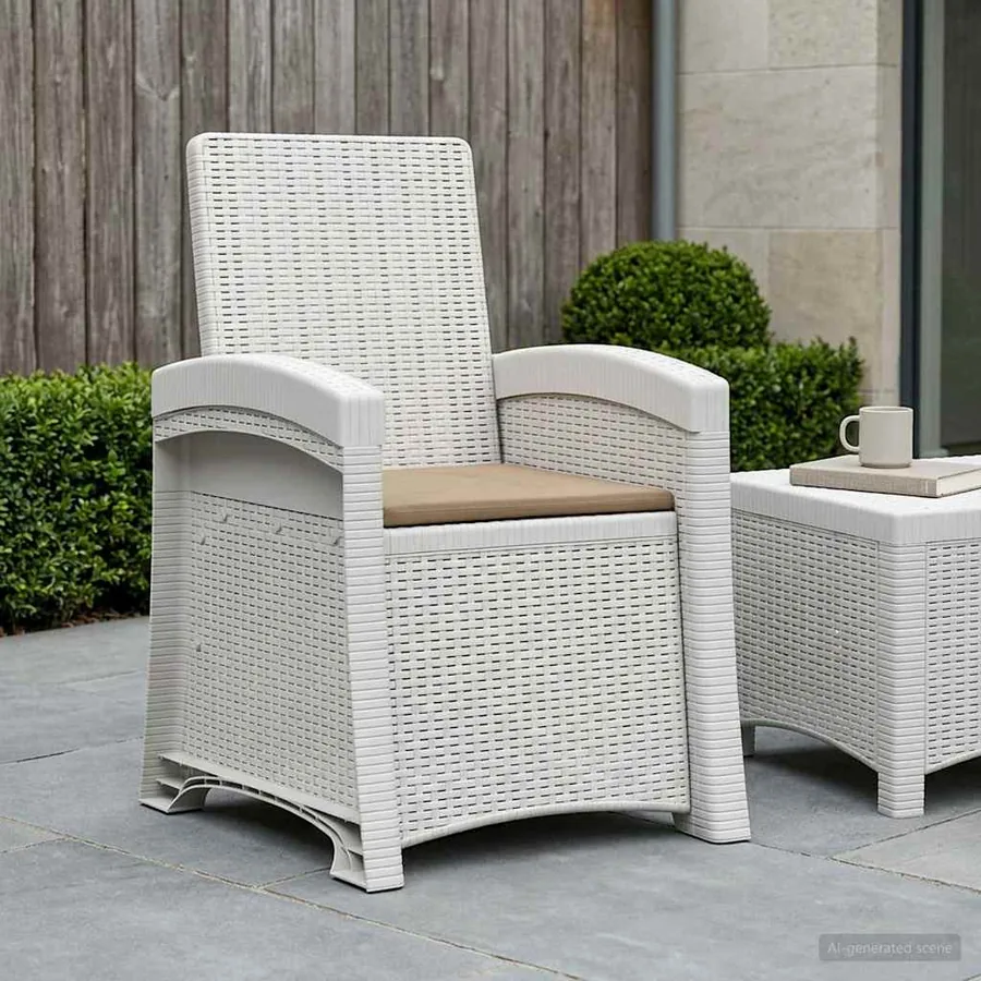 Chaise de jardin inclinable imitant le rotin PP - 144