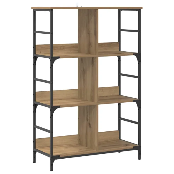Étagère 4 niveaux 78,5 x 33 x 117,5 cm métal PB Chêne artisanal