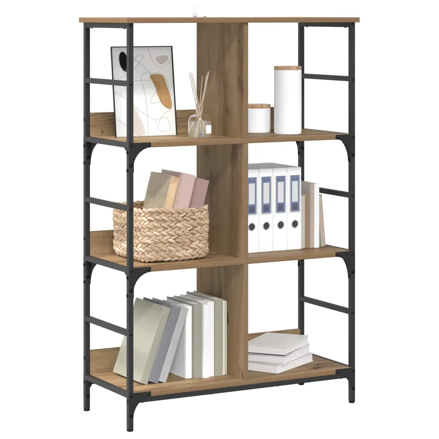 Étagère 4 niveaux 78,5 x 33 x 117,5 cm métal PB Chêne artisanal - 2