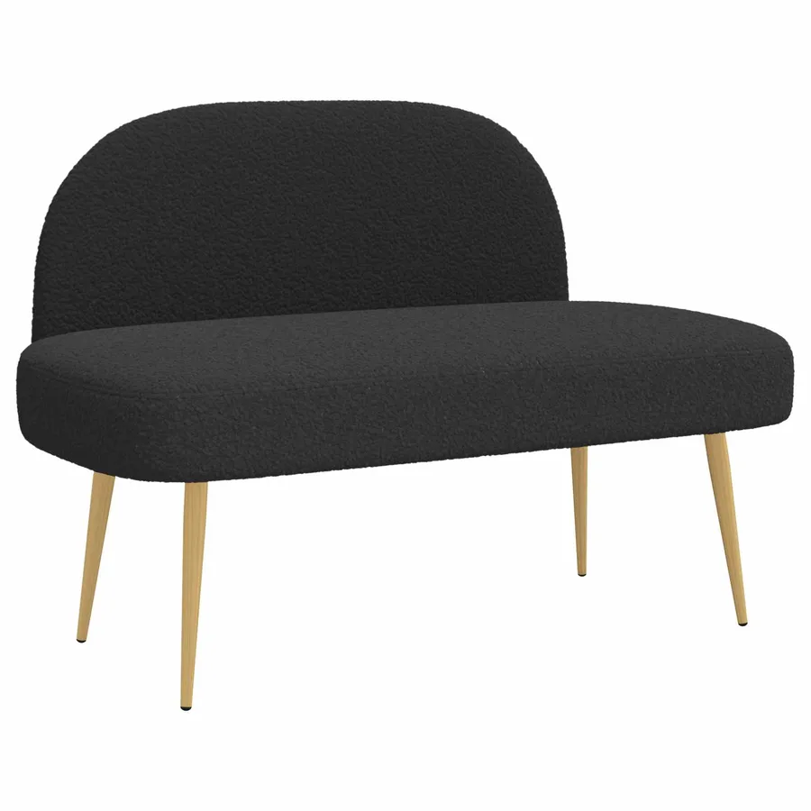 Banc rembourré avec dossier Noir 110 x 60 x 76 cm Bouclé - 2
