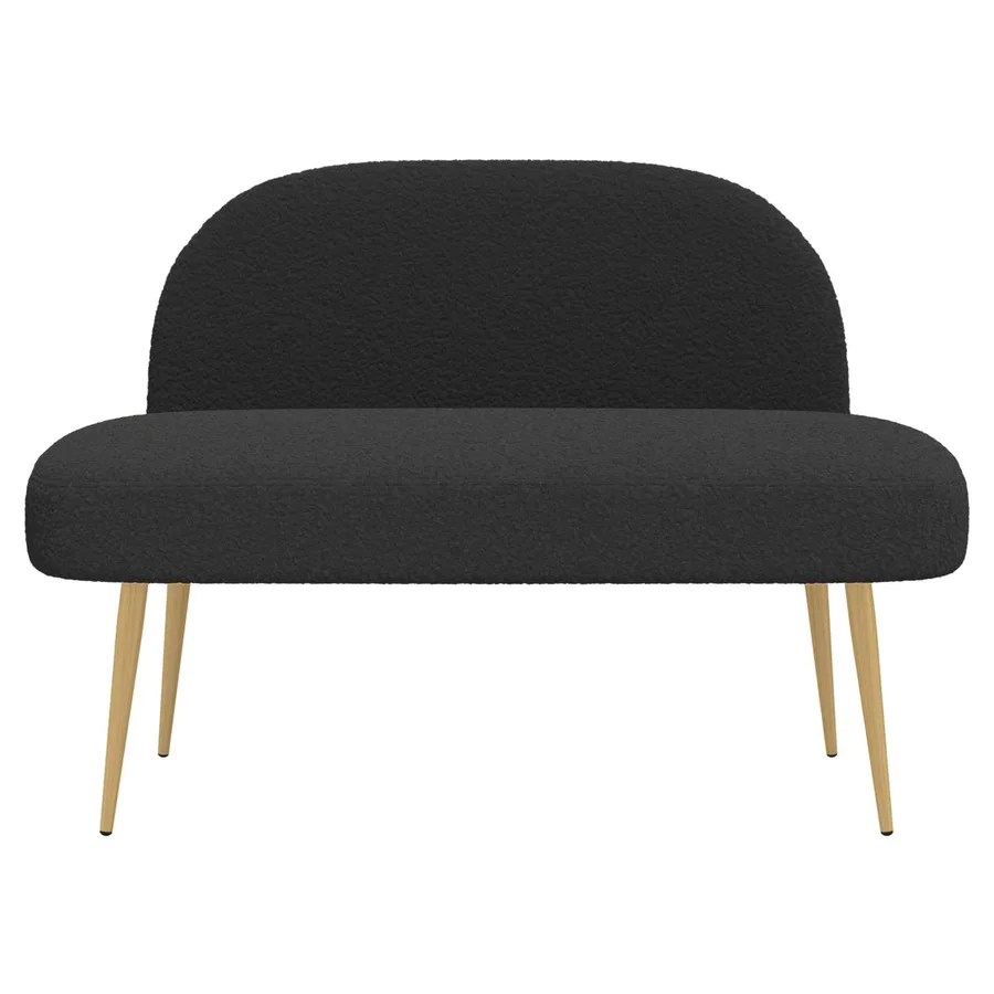 Banc rembourré avec dossier Noir 110 x 60 x 76 cm Bouclé - 3