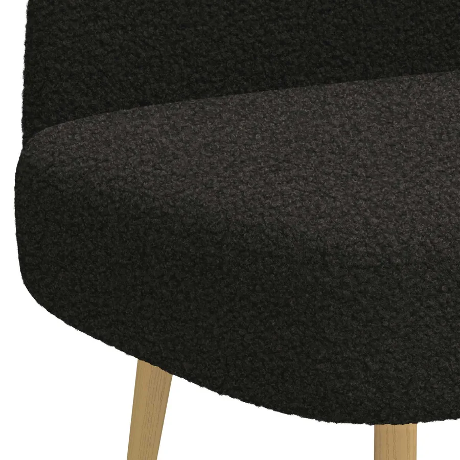Banc rembourré avec dossier Noir 110 x 60 x 76 cm Bouclé - 5