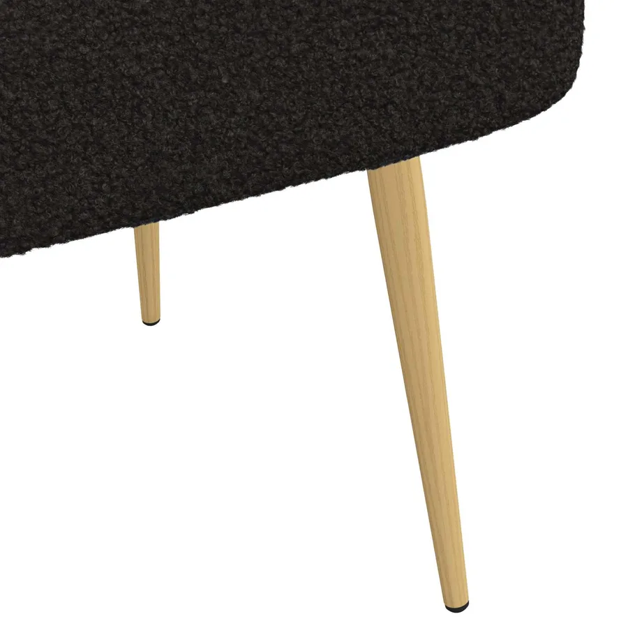 Banc rembourré avec dossier Noir 110 x 60 x 76 cm Bouclé - 6