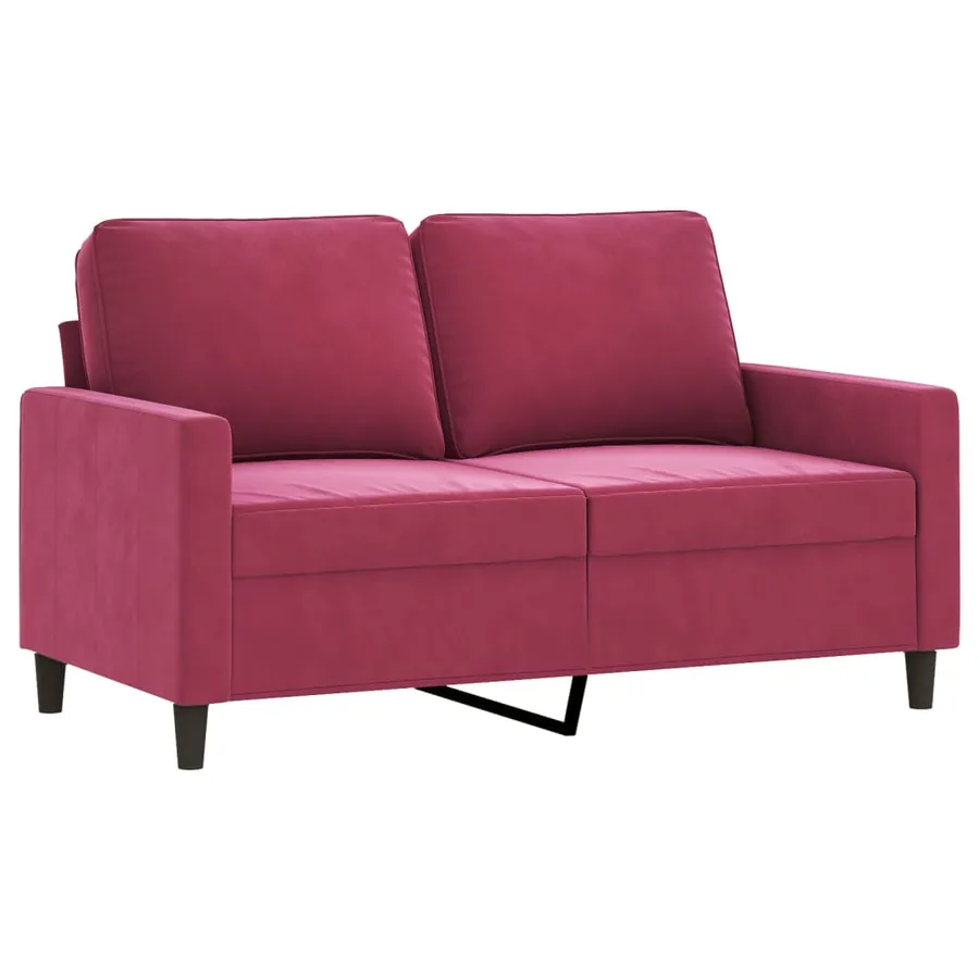 Ensemble de canapés 2 pcs avec coussins Rouge bordeaux Velours - 3