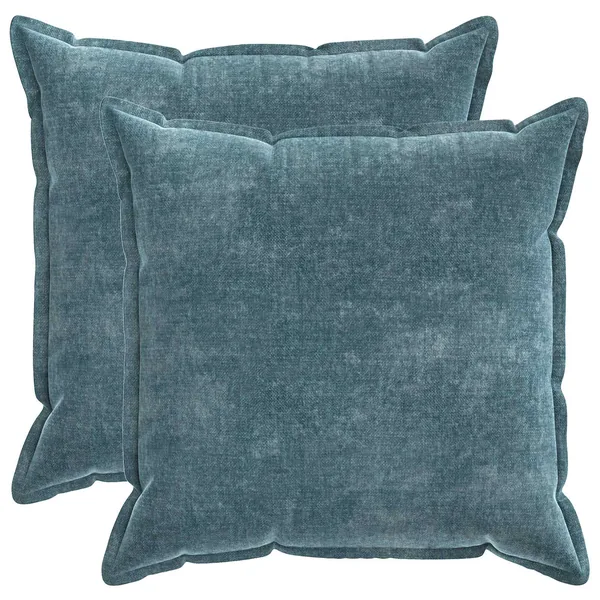 Housse de coussin 2 pcs HOUTEN Bleu 80 x 80 cm Tissu Chenille